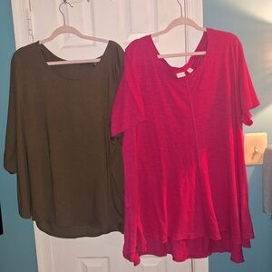 Women's Pink West Bound Woman and Olive WorthingtonTops. Size 3X **